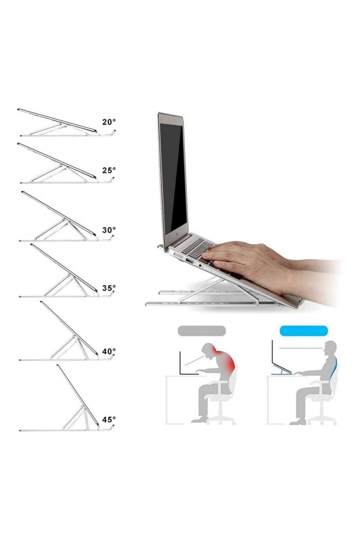 Fxn-ww Ergonomik Yükseltici Aparat Metal Katlanabilir Kaymaz Kitap Okuma Ve Bilgisayar Standı