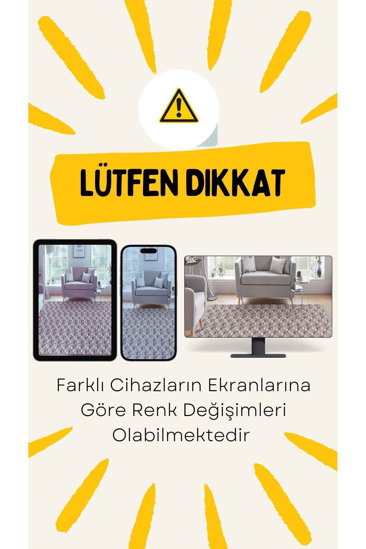 Notre Premium Kalite Kaymaz Tabanlı Doğal Yıkanabilir Kilim Oturma Odası Balkon Bahçe Mutfak Kilim