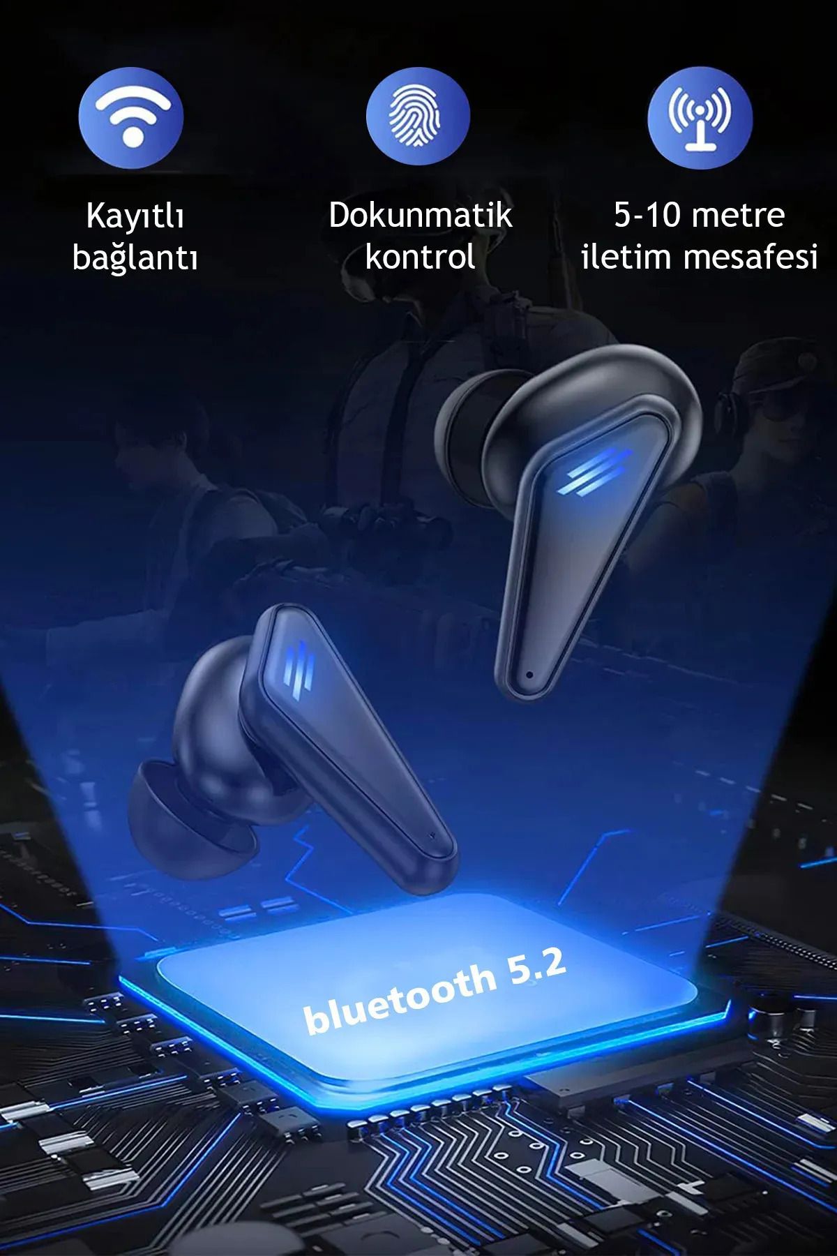 K55 ANDROİD İOS UYUMLU OYUN OYUNCU DESTEKLİ DÜŞÜK GECİKME KABLOSUZ KULAK İÇİ BLUETOOTH KULAKLIK