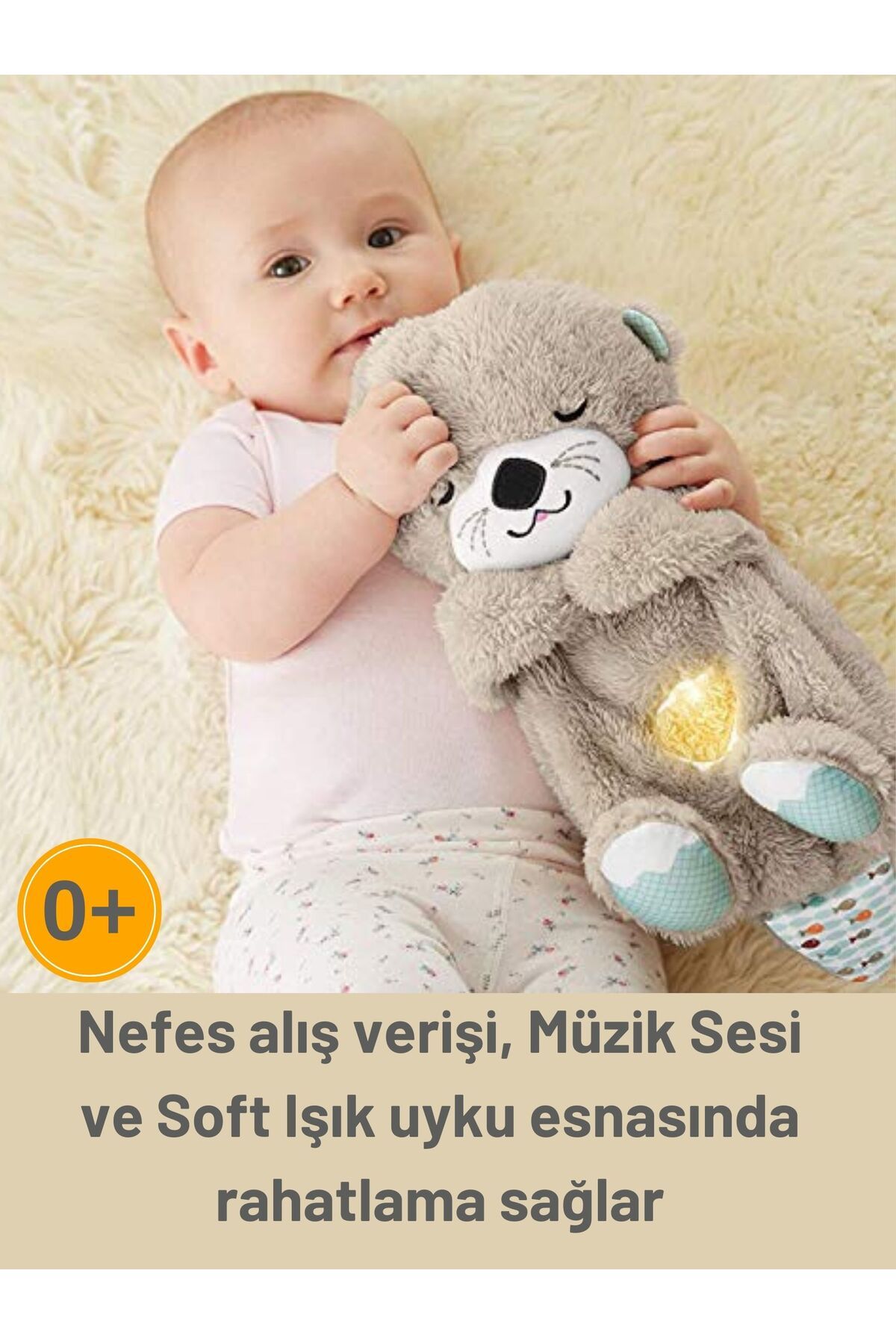 Nefes Alan Su Samuru-Uyku ve Oyun Arkadaşı, Rahatlatıcı Nefes ve Melodi Özellikli Oyuncak-Açık Kahve