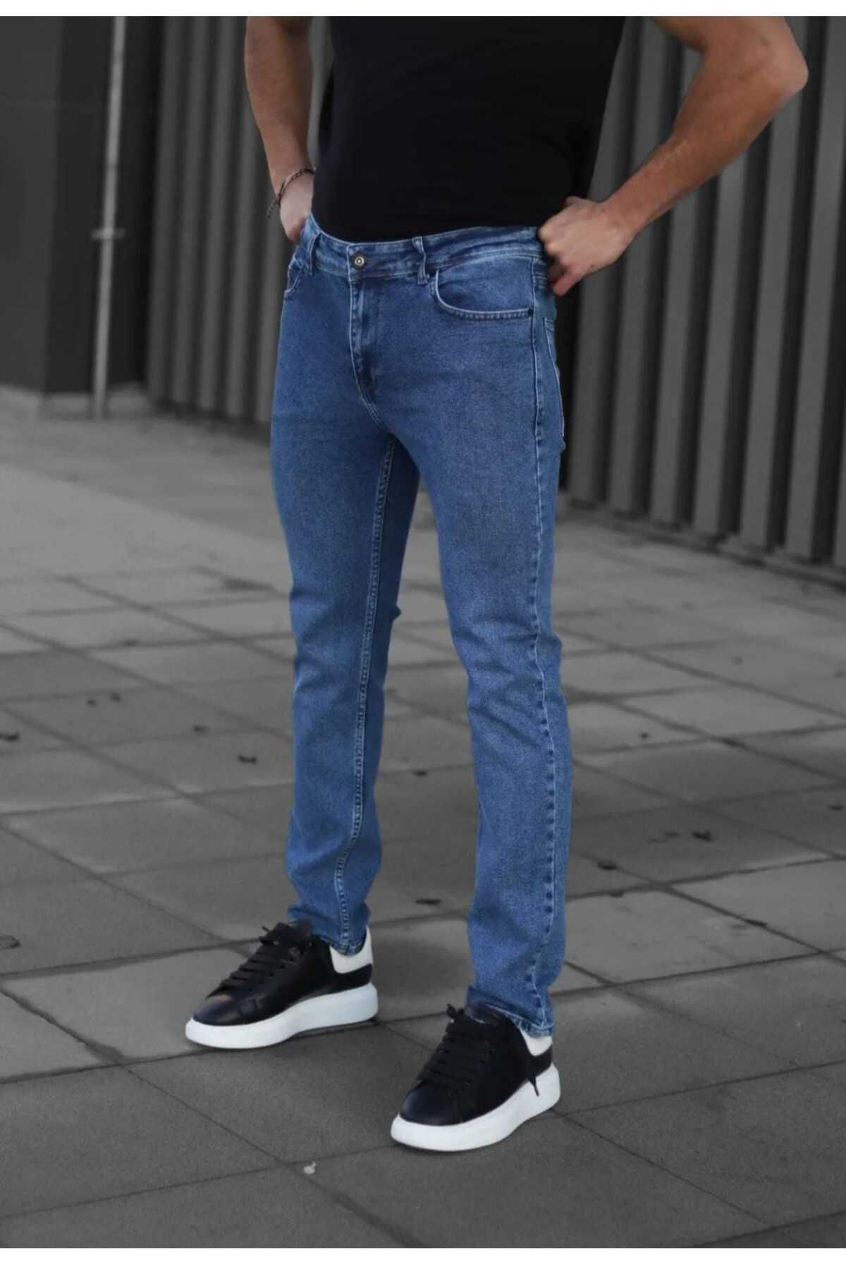 Erkek Jeans Skinny Fit Likralı Antrasit Gri Dar Paça Kot Pantolon