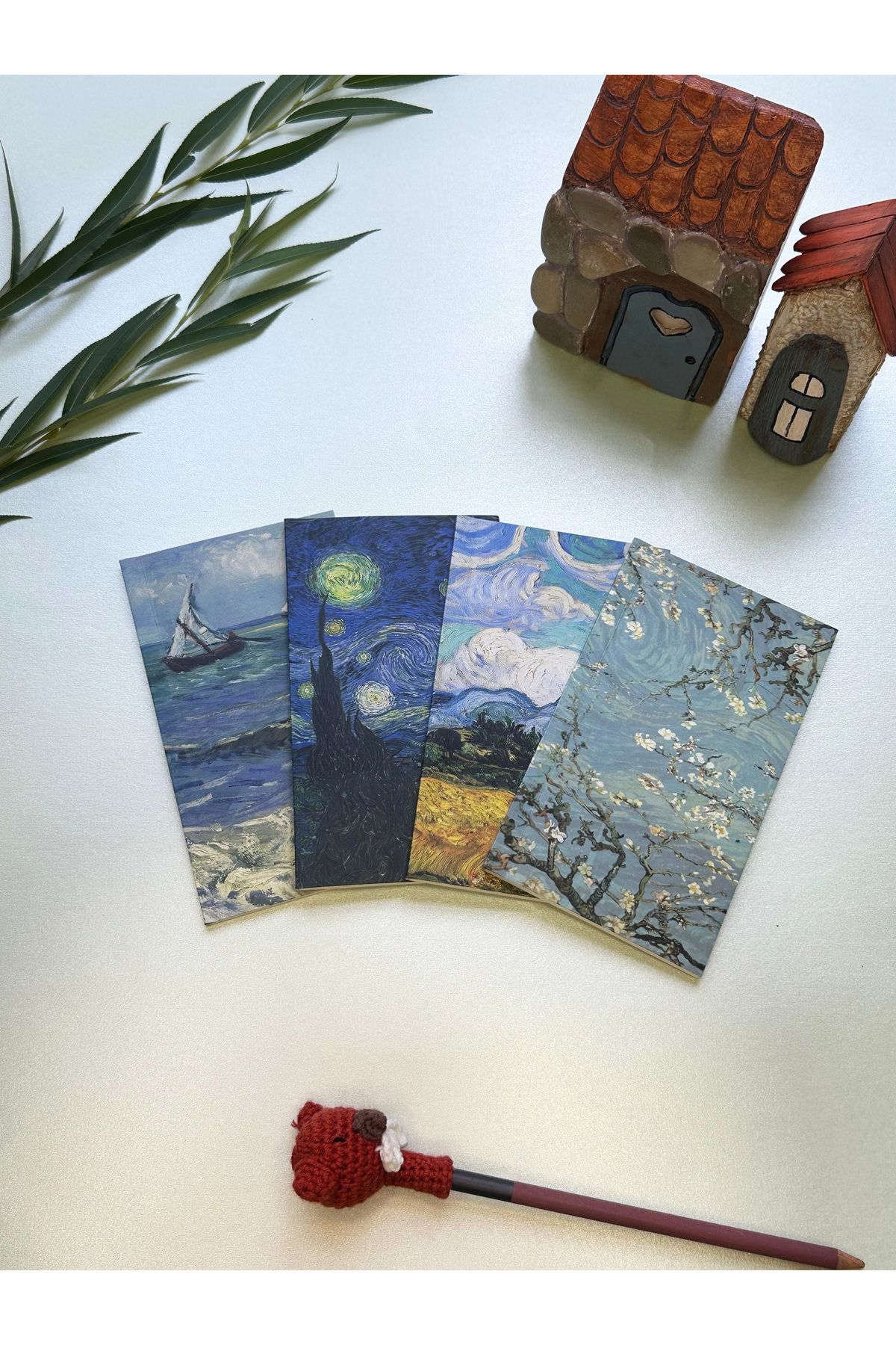 Van Gogh 4'lü Çizgisiz Defter Seti 13 X 20 Cm 64 Sayfa Okul Defteri Anı Defteri Hediyelik Defter