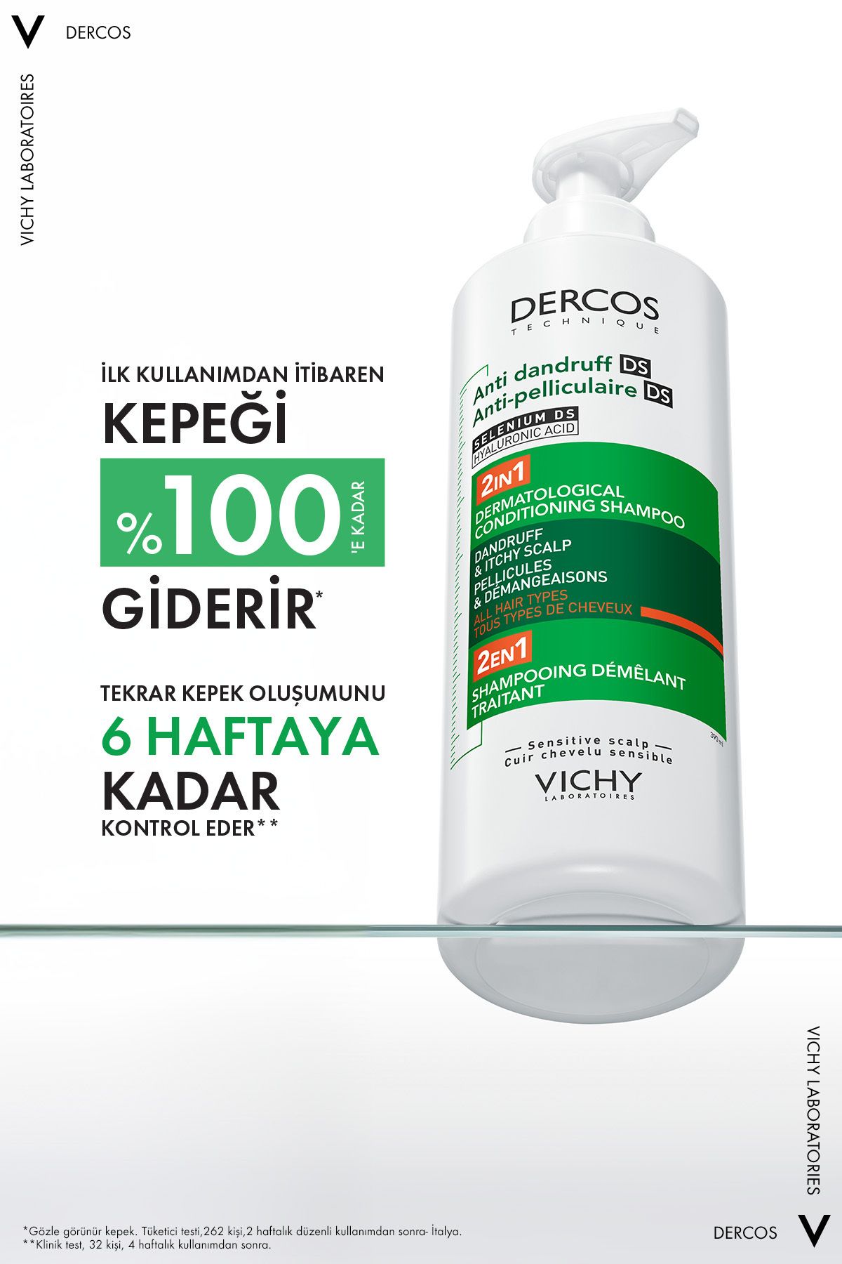 Dercos 2’si 1 Arada Kepek Karşıtı & Nemlendirici Şampuan 390ml