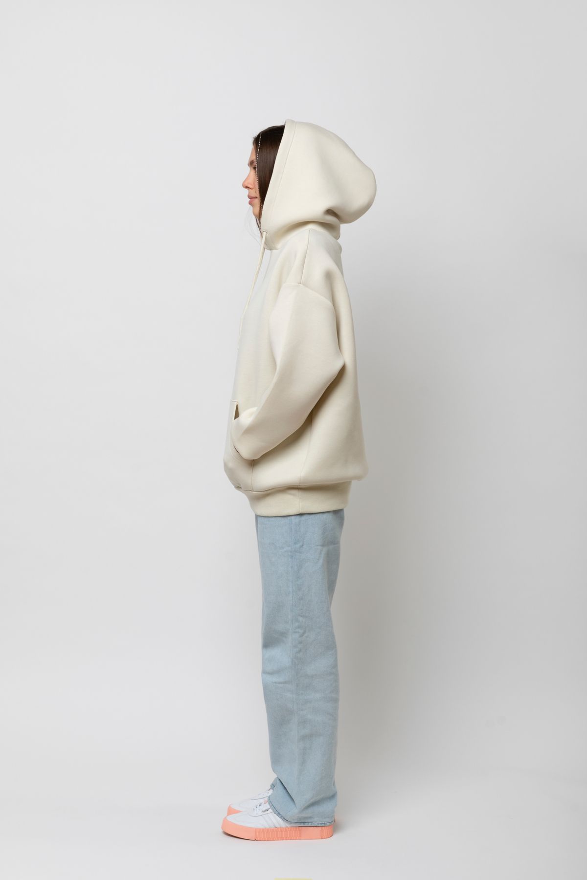 Unisex Oversize Kanguru Cep Detaylı Fermuarsız Sweat