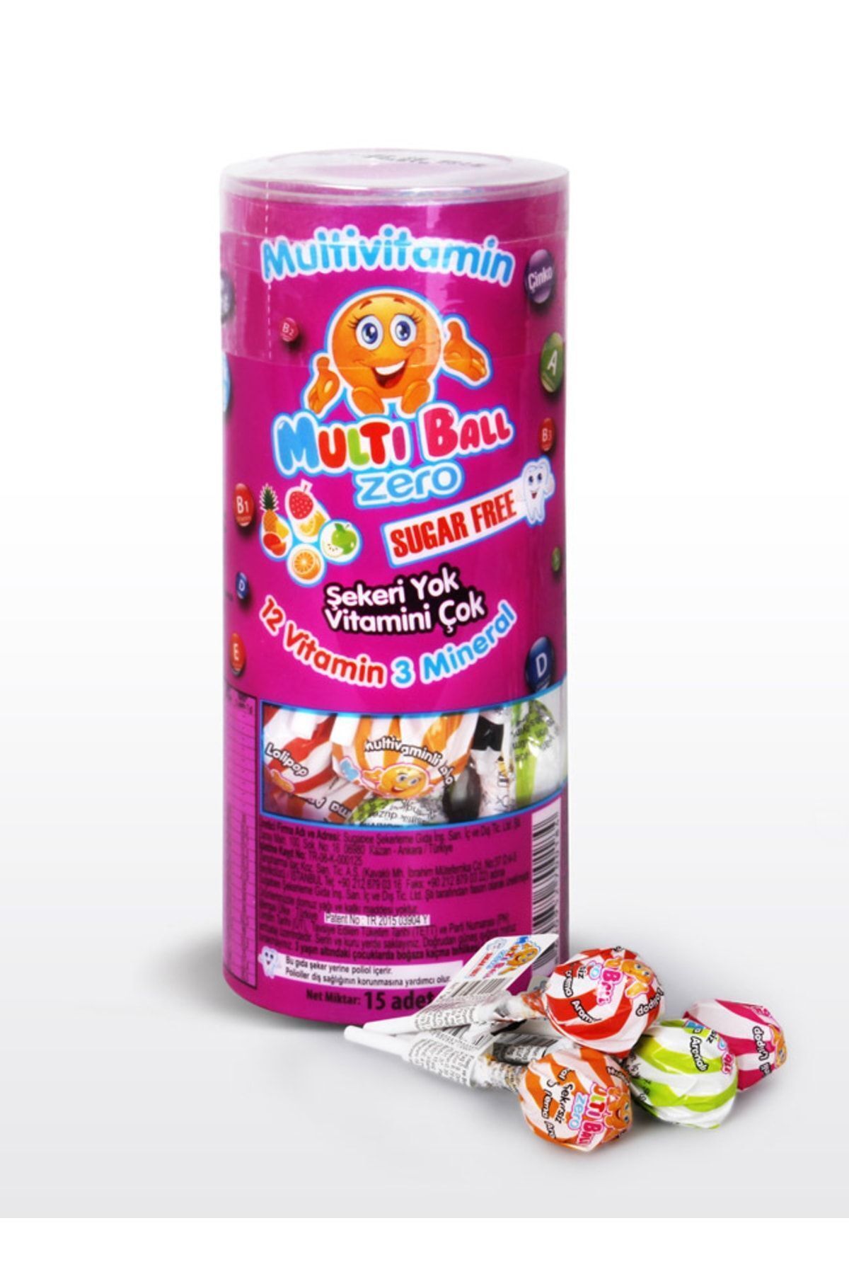 Multiball Zero ( Şekersiz ) 15 Adet Lolipops ( 12 Vitamin 3 Mineral )