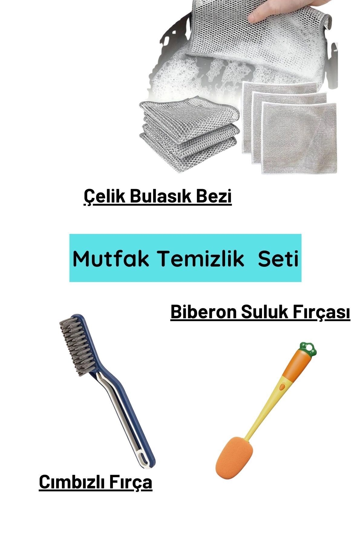 homeneeds Mutfak TemizlikSeti - Çelik Tel Bul...