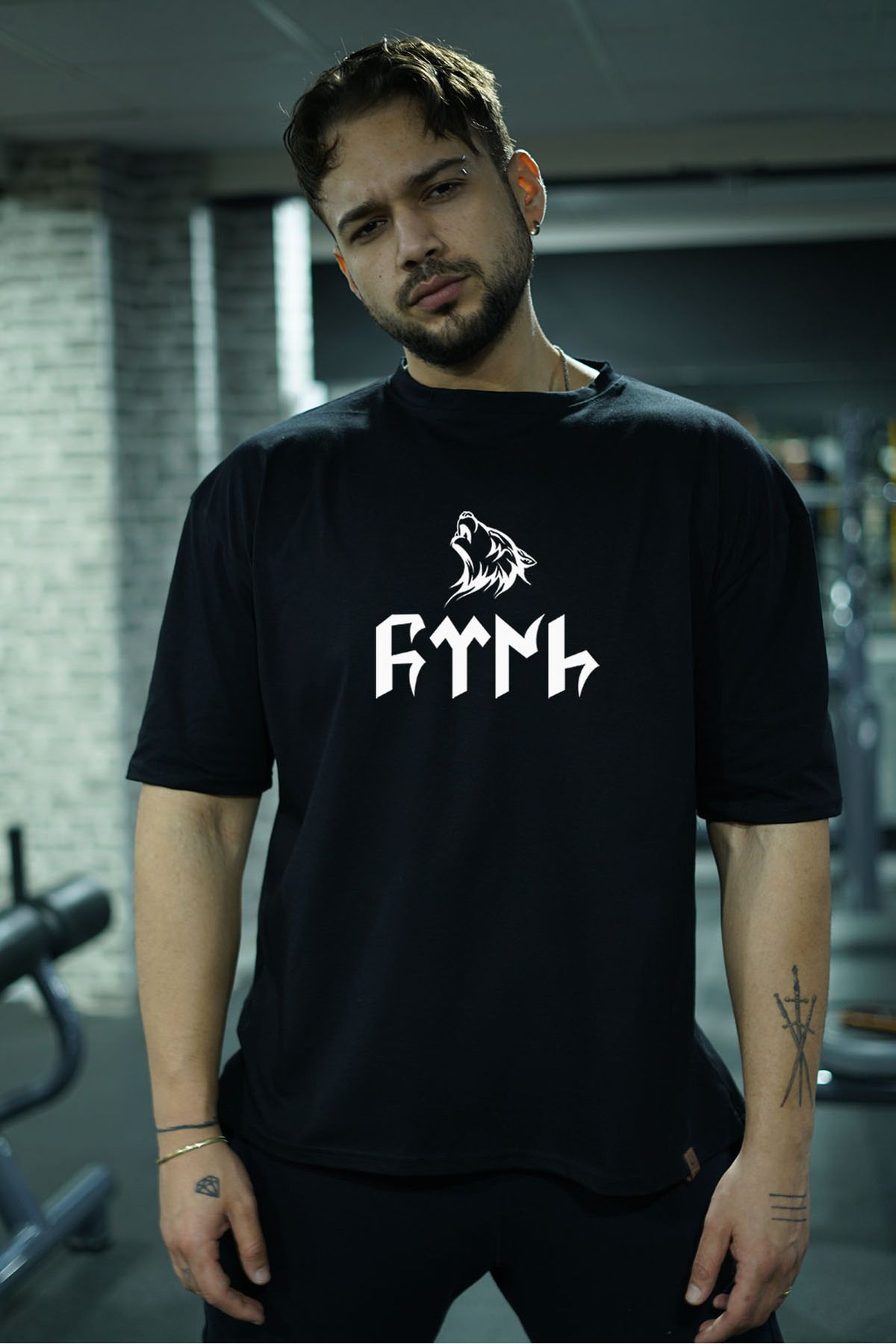 Spor Tişört Oversize Tişört Siyah GYM Fitness Spor Tişört DryFit Erkek