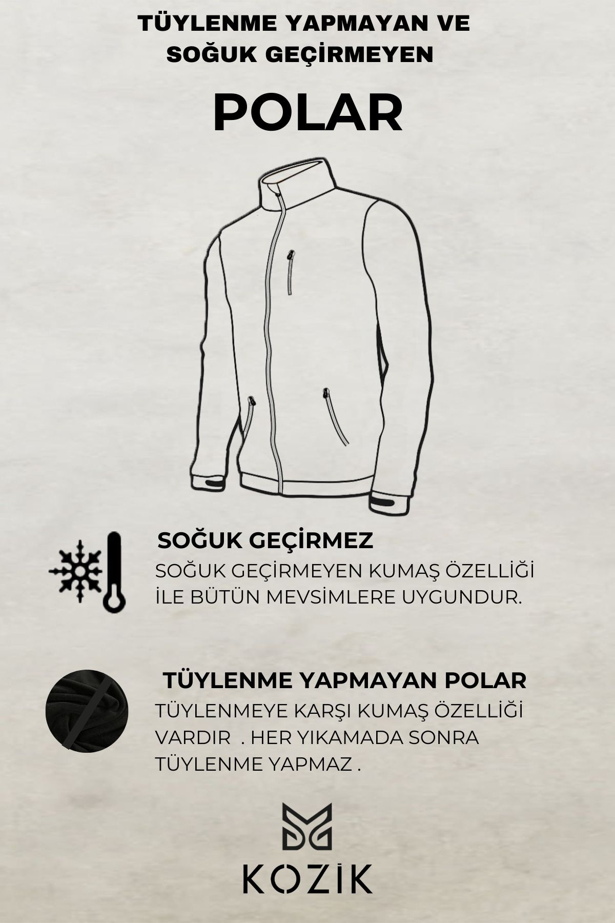 Erkek Siyah Polar Kışlık Kalın Tam Fermuar Pamuklu Kumaş Polar Ceket