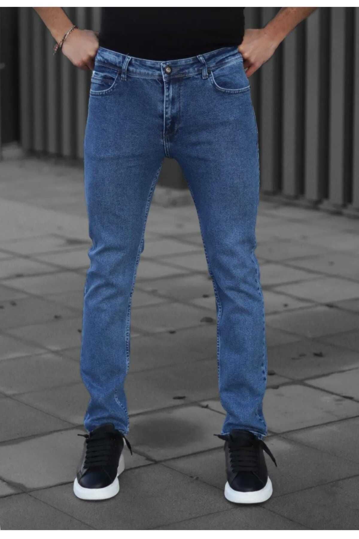 Erkek Jeans Skinny Fit Likralı Antrasit Gri Dar Paça Kot Pantolon