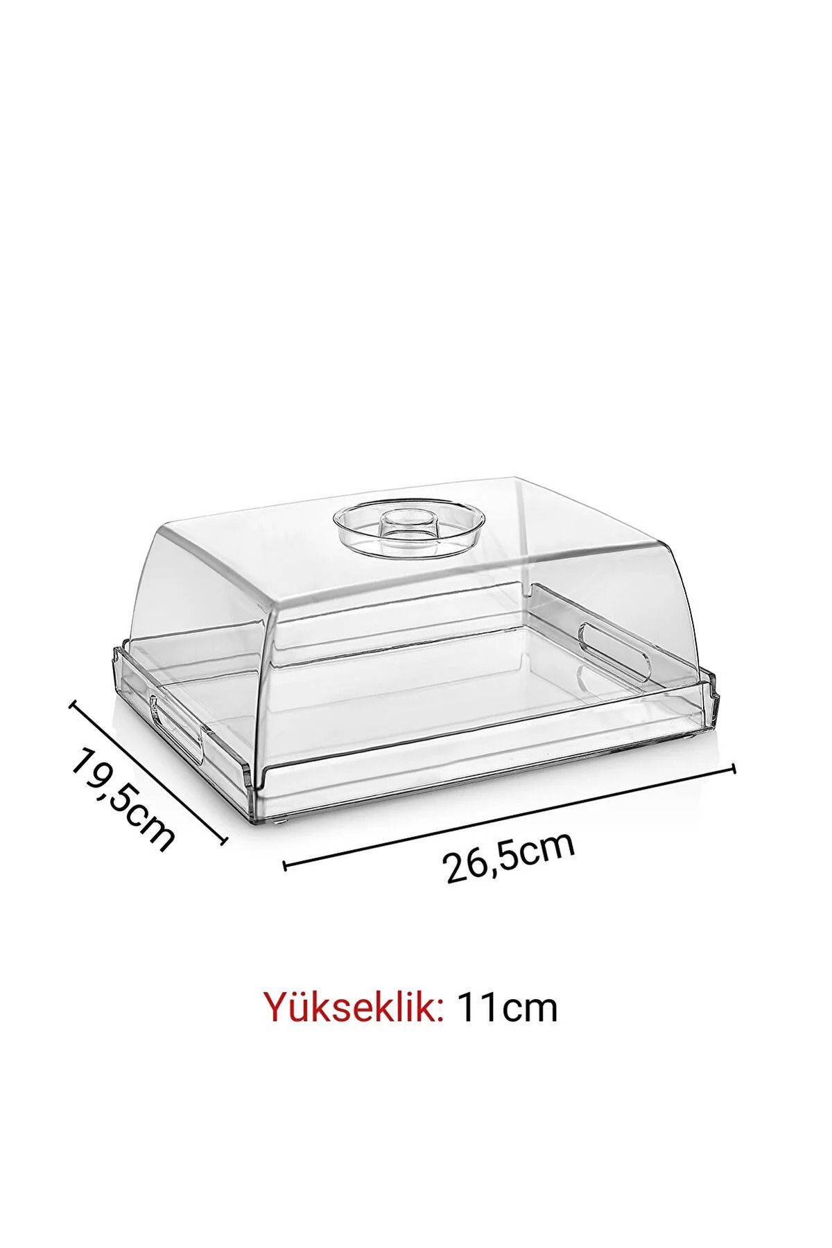 2'si 1 Arada Dikdörtgen Sunum Tepsisi ve Kek Fanusu