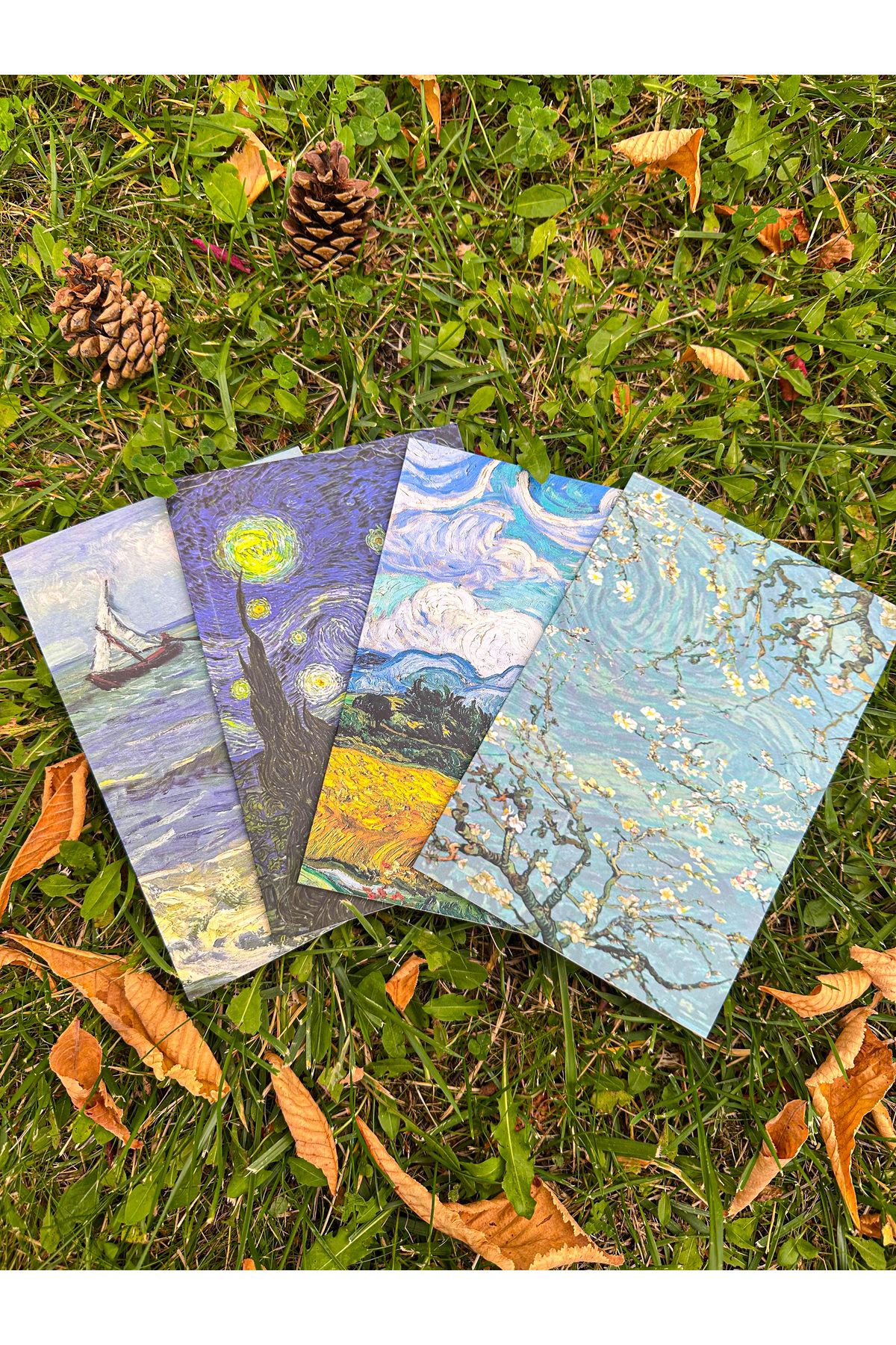 Van Gogh 8'li Çizgisiz Defter Seti 64 Sayfa Okul Defteri 13x20 cm 10x15 cm