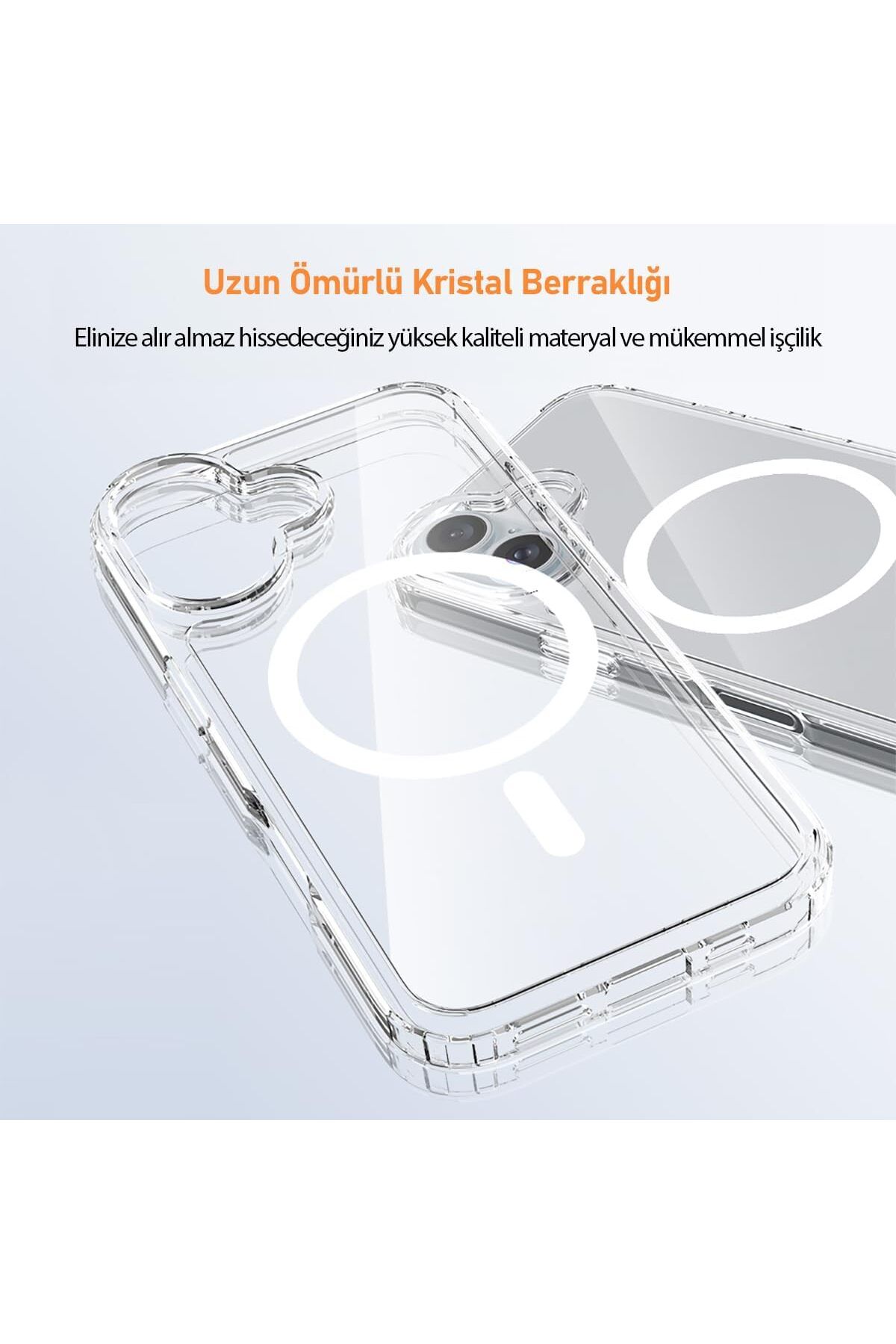 iPhone 16 Serisi ile Uyumlu Magsafe Destekli Air Hybrid Şeffaf Kılıf