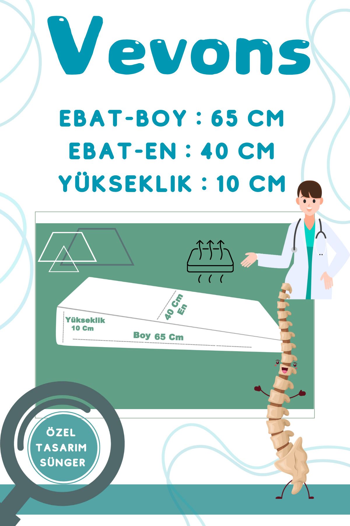 Bebek Reflü Yatağı, Fermuarlı, Yıkanabilir Kılıf, Özel Üretim, %100 Pamuk Kumaş