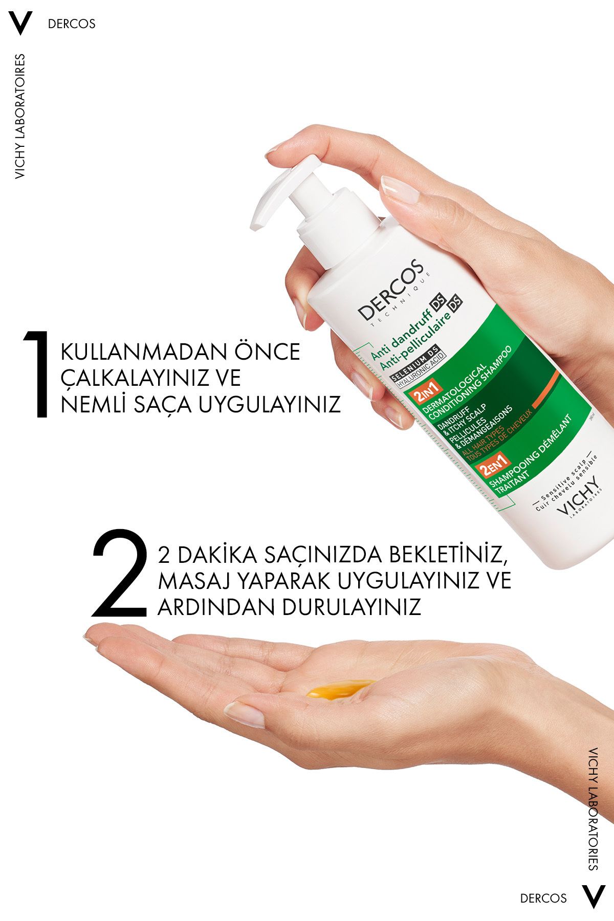 Dercos 2’si 1 Arada Kepek Karşıtı & Nemlendirici Şampuan 390ml