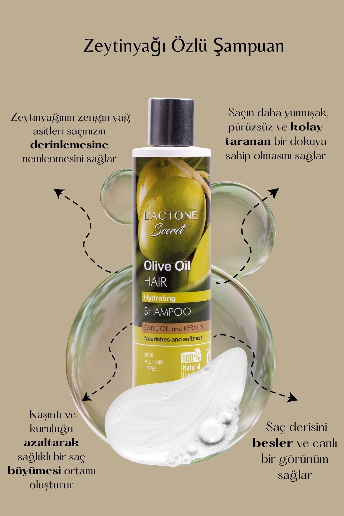 Secret Olive Oil Hair Hydrating Shampoo 300 ml / Zeytinyağlı Nemlendirici Şampuan