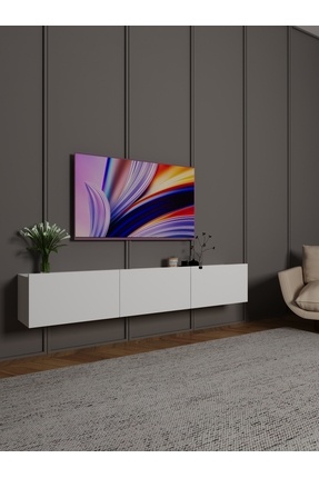 Tv ünitesi beyaz, Modern televizyon sehpası duvara monte Image 0