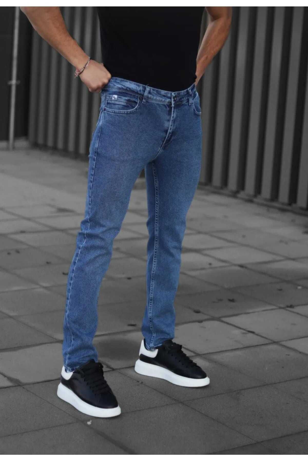 Erkek Jeans Skinny Fit Likralı Antrasit Gri Dar Paça Kot Pantolon