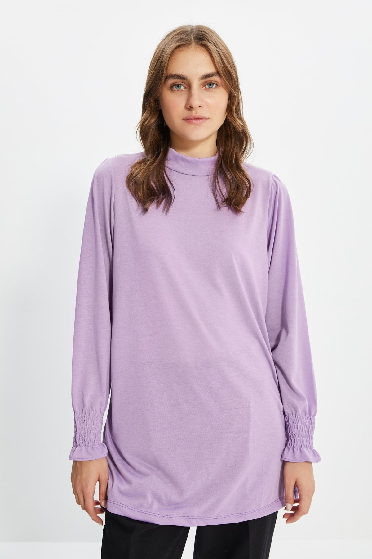 Trendyol Modest Lila Yarım Balıkçı Örme Tunik TCTAW22UK0037