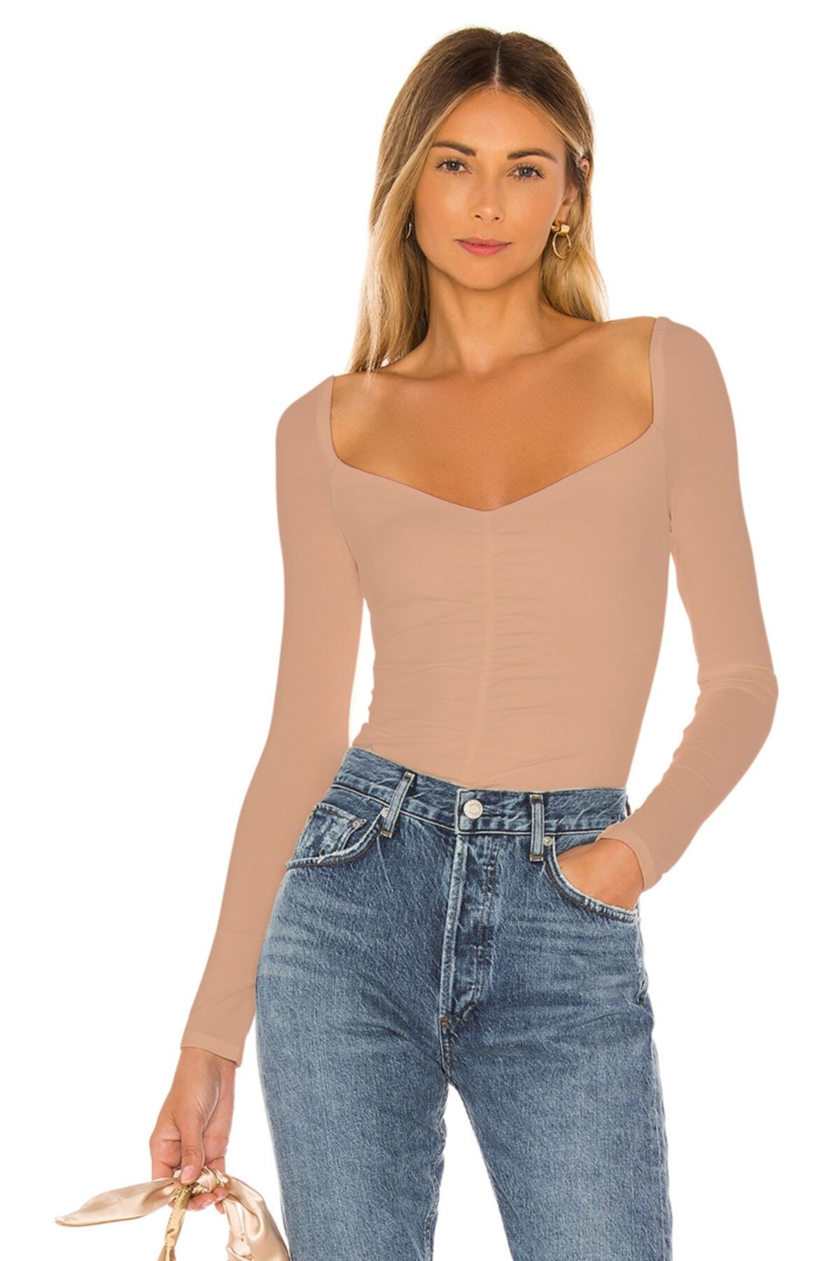 By Kul Design Kadın Bej Önü Büzgülü Bodysuit