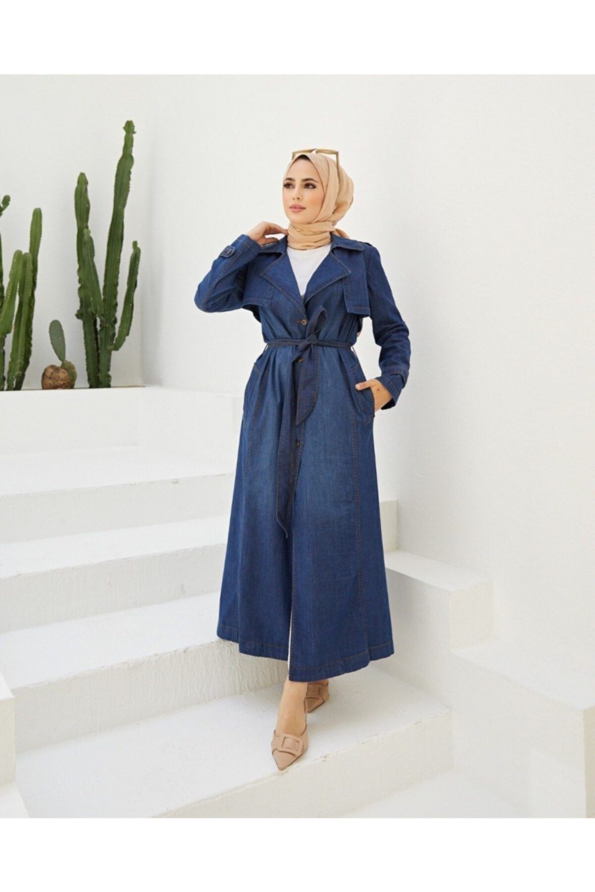 Neways Denim Trençkot Lacivert N-6458