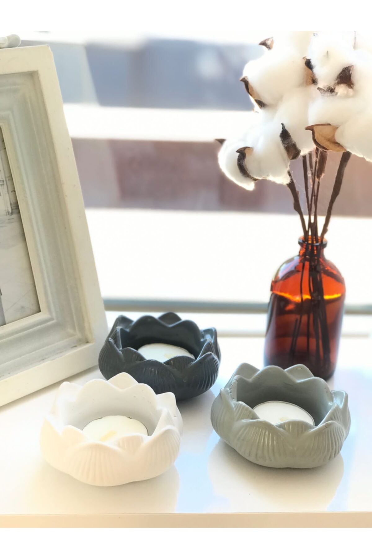 Evion Lotus Çiçeği Dekoratif Mumluk 3'lü Mix 2