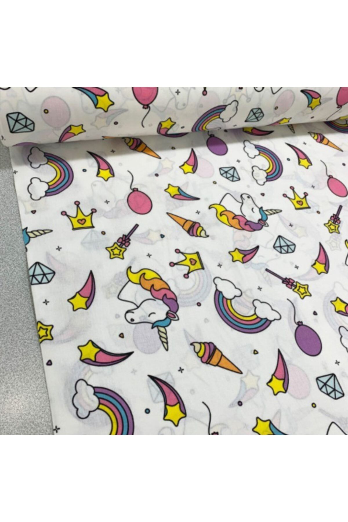 Bebek Özel %100 Pamuk Bebek Ve Çocuk Lastikli Çarşaf 70x100 Beyaz Unicorn Desenli