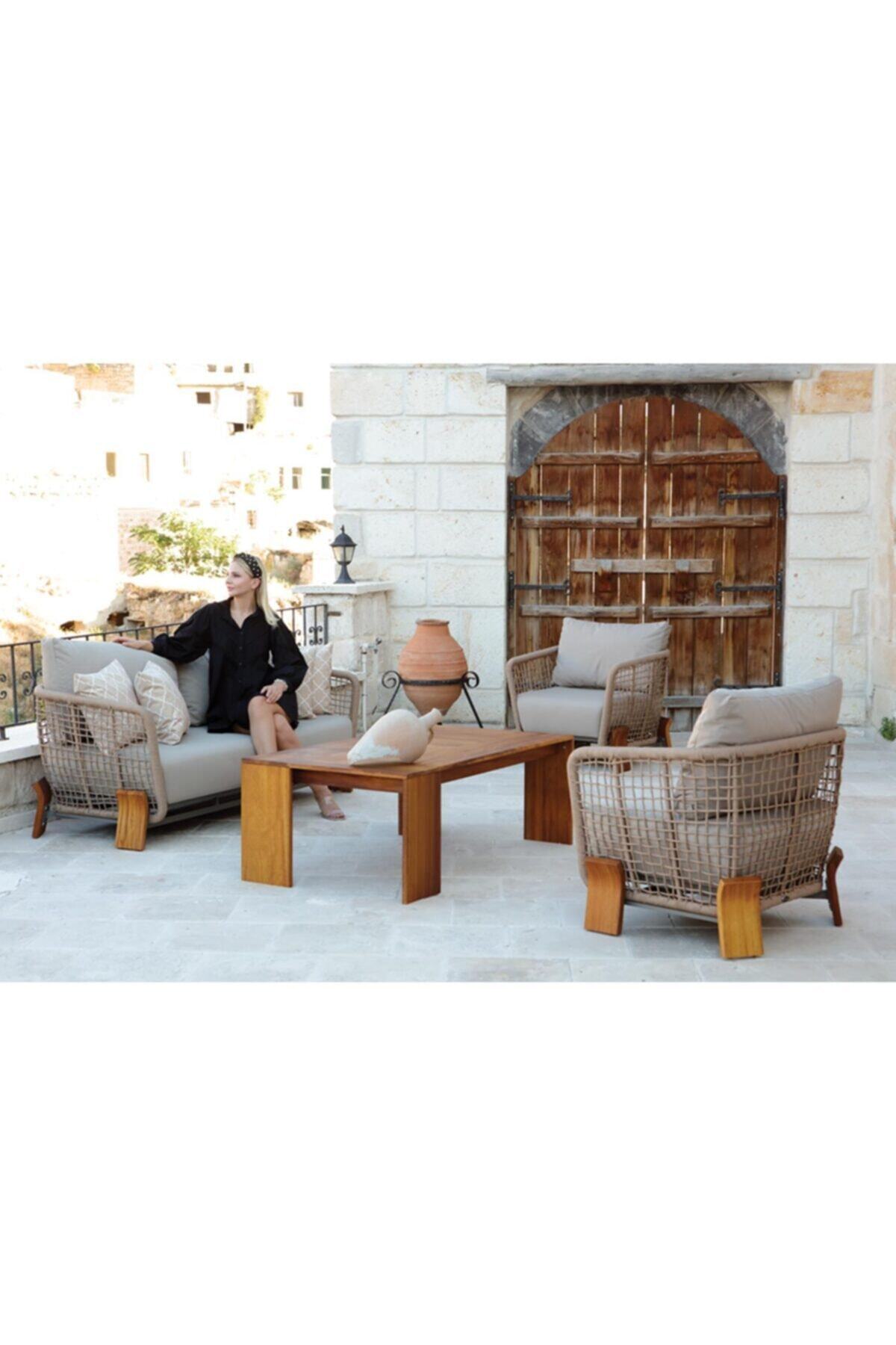 ReHome Oxford Bahçe Balkon Oturma Grubu Cappuccino