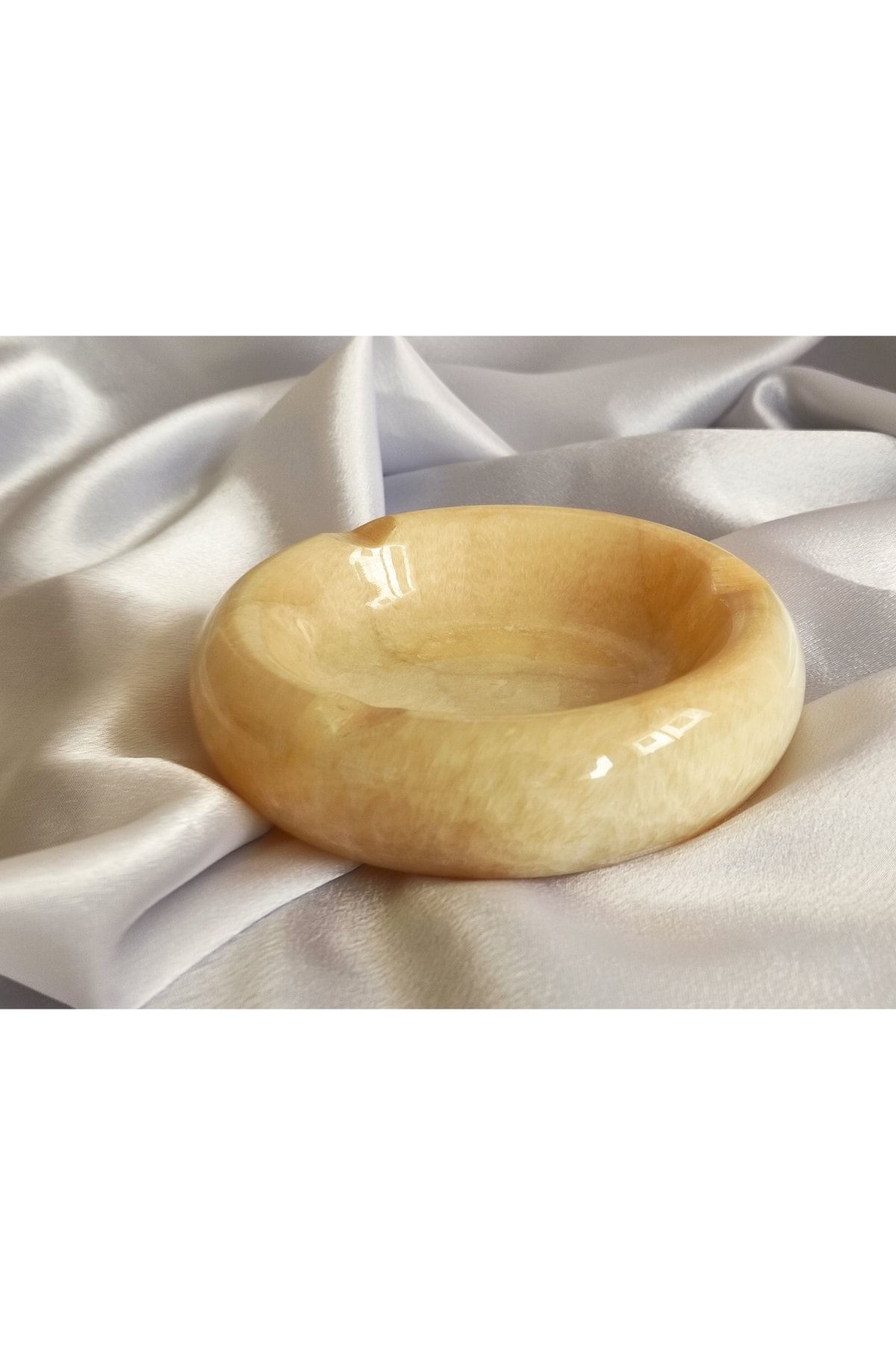 Pergamon Onyx Kül Tablası Gerçek Onyx Yuvarlak Model El Yapımı