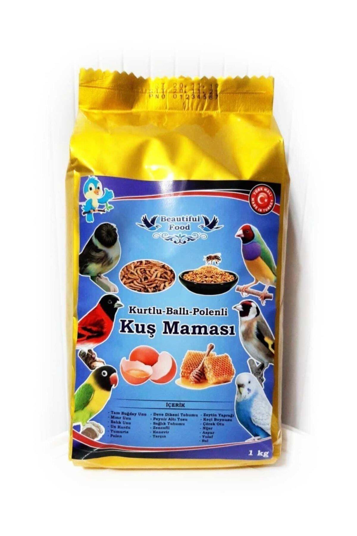 Beatiful Food Beautiful Food Kurtlu Ballı Polenli Kuş Maması Kuş Yemi 1 Kg