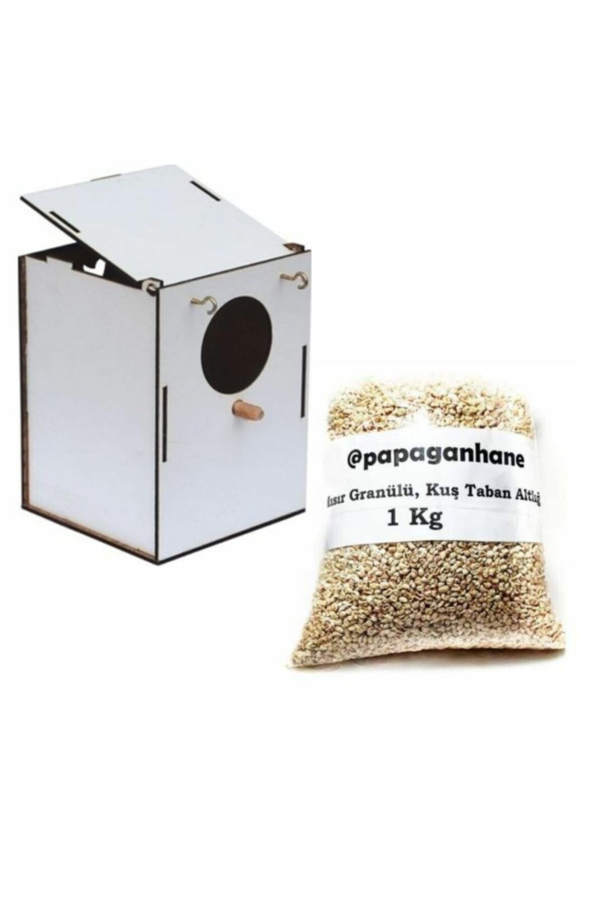 Papağanhane Muhabbet Kuşu Yuvası ve Mısır Granülü 1 kg