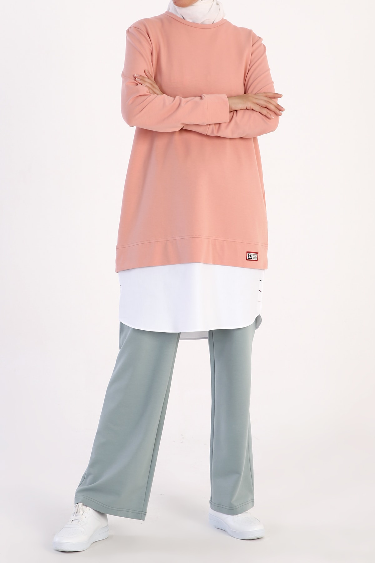 ALLDAY Pudra Eteği Garnili Pamuklu Sweat Tunik