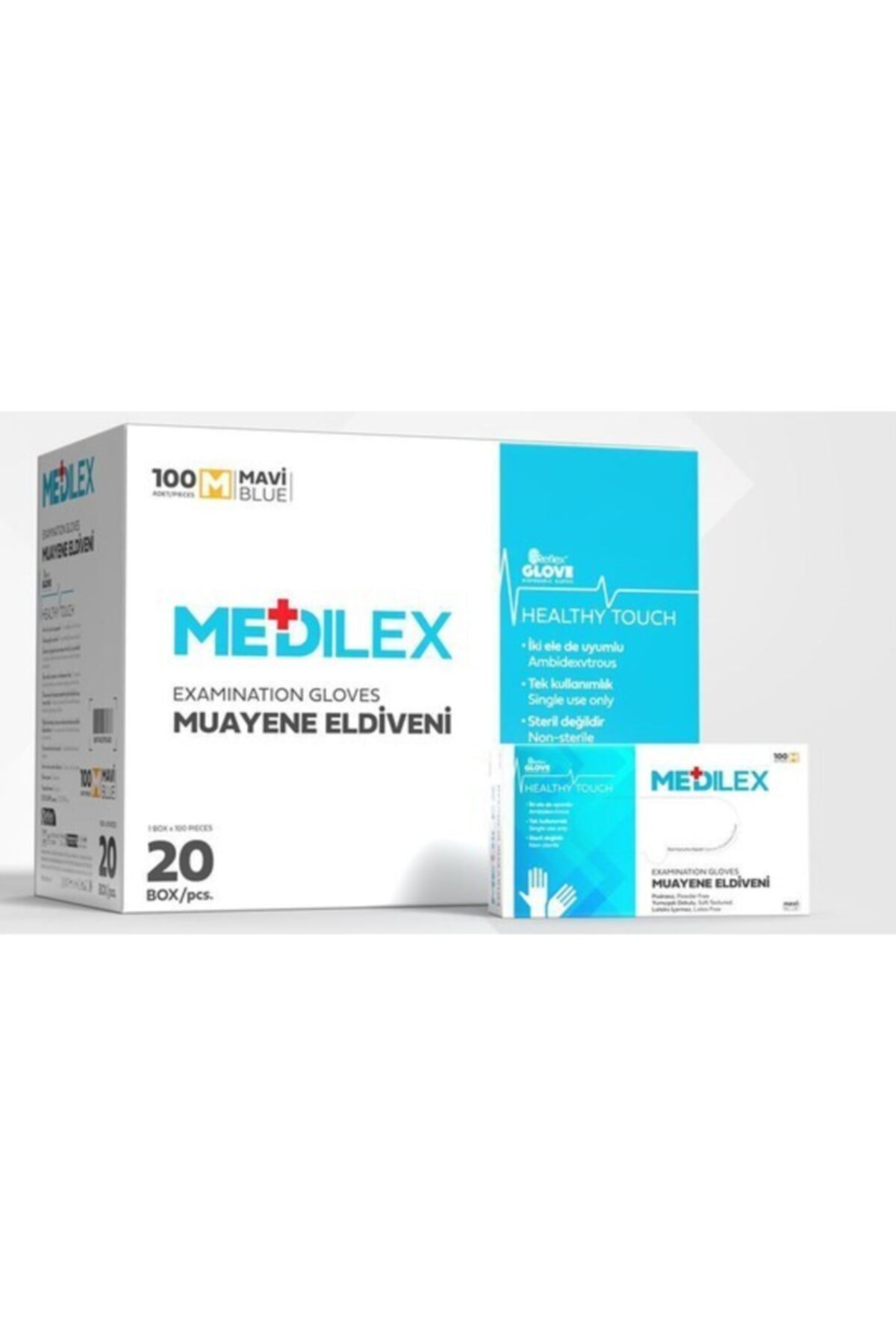 REFLEX GLOVE Medilex Eldiven Mavi Renk M Beden 100'lü 4 Kutu