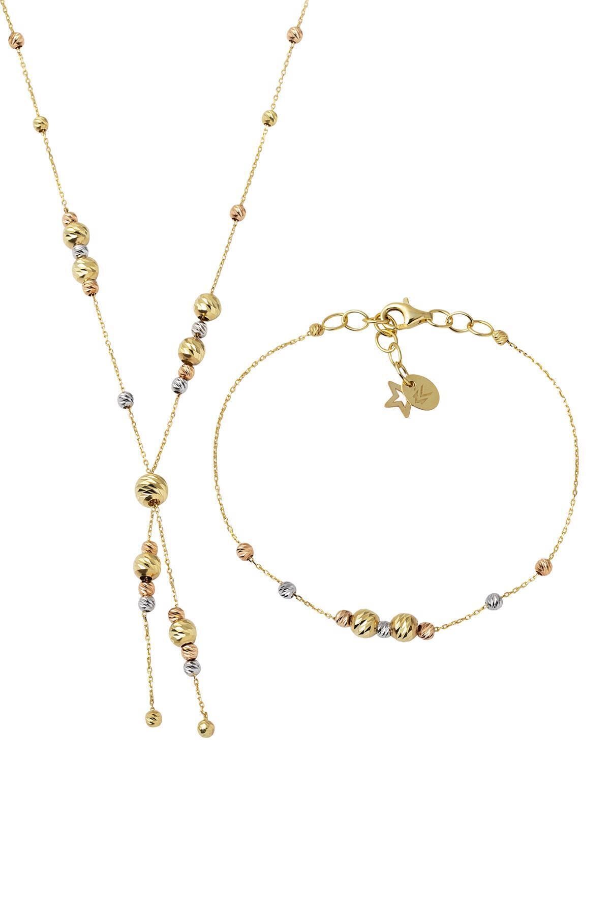 Bilezikci Kolye ve Bileklik 14 Ayar Dorika Altın Set