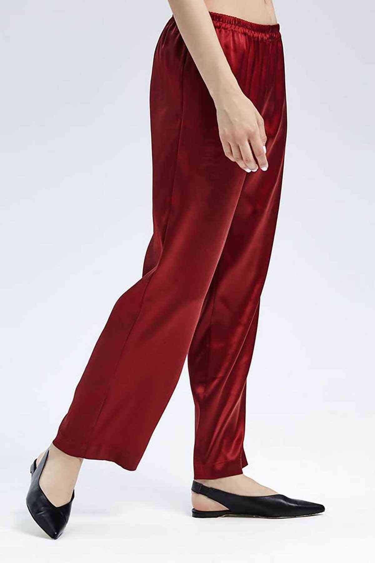 Troy Boutique Kırmızı Renk Saten Pjama Alt