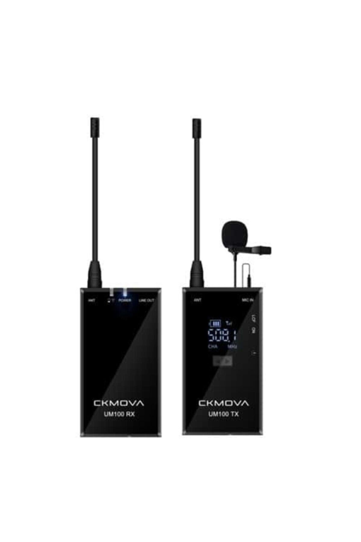 CKMOVA Um100 Kit-1 Ultra Kompakt 3.5mm Çıkışlı 1 Alıcı 1 Vericili Uhf Kablosuz Yaka Mikrofon Seti