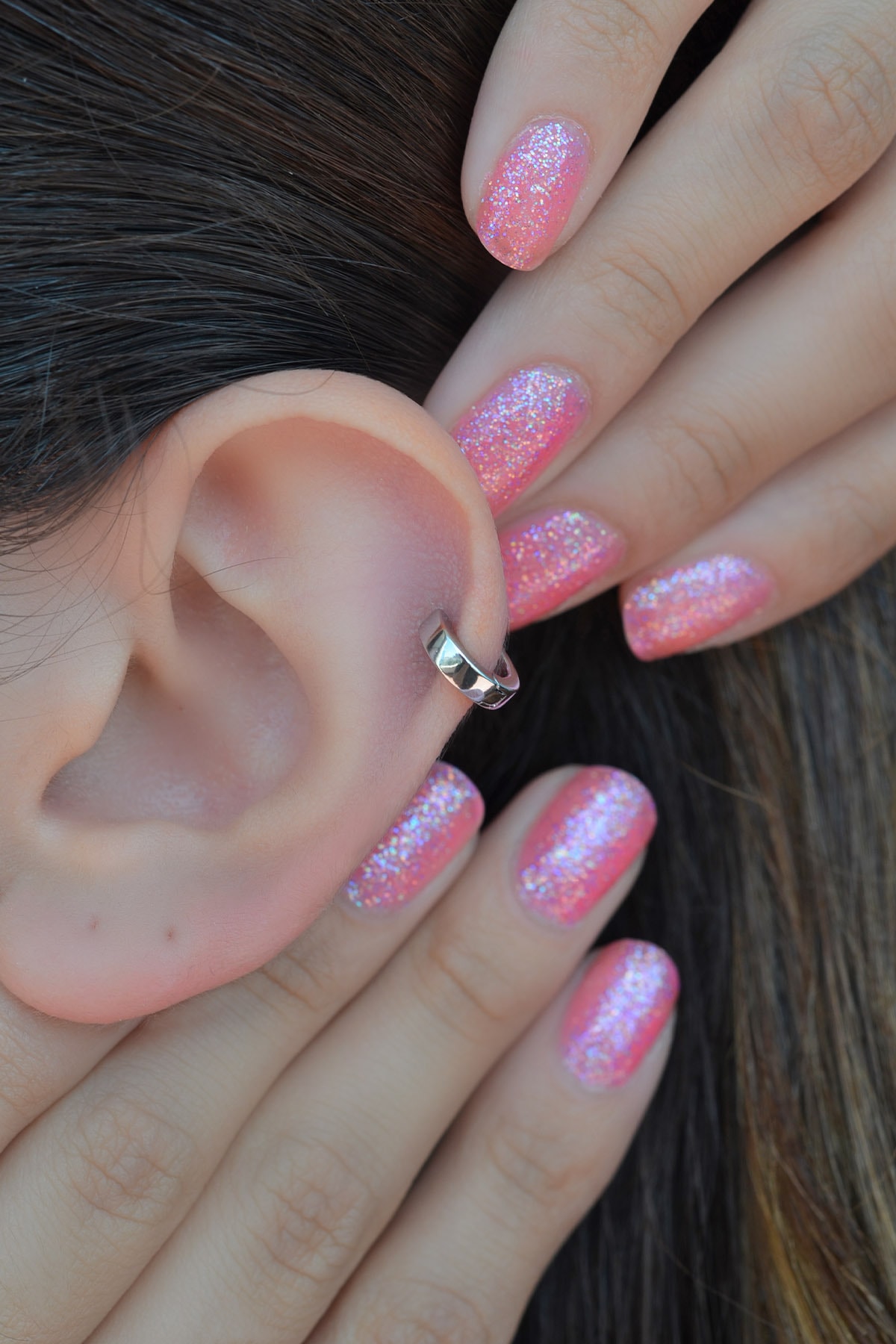 Sacce Scarves&Accessories Kadın Gu mu s  Renkli Du z Halka Piercing Tragus Helix Kıkırdak Ku pesi