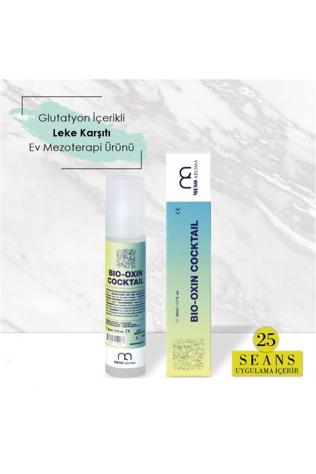 Meso Aroma Leke Karşıtı Ev Mezoterapi Ürünü - Bio Oxin Cocktail – Glutatyon Kokteyl, 50 Ml