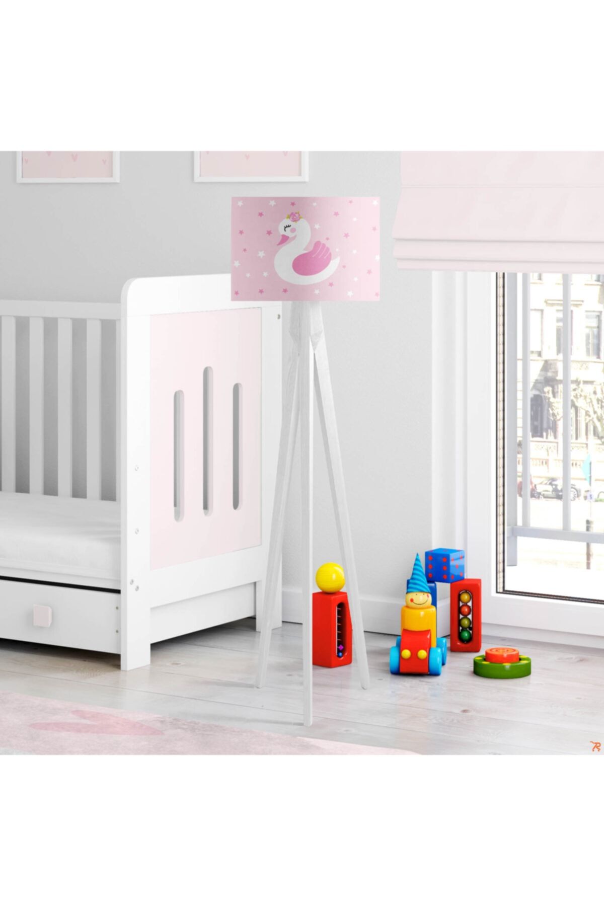 Beshick Yıldızlı Pembe Kuğu Çocuk Odası Lambader