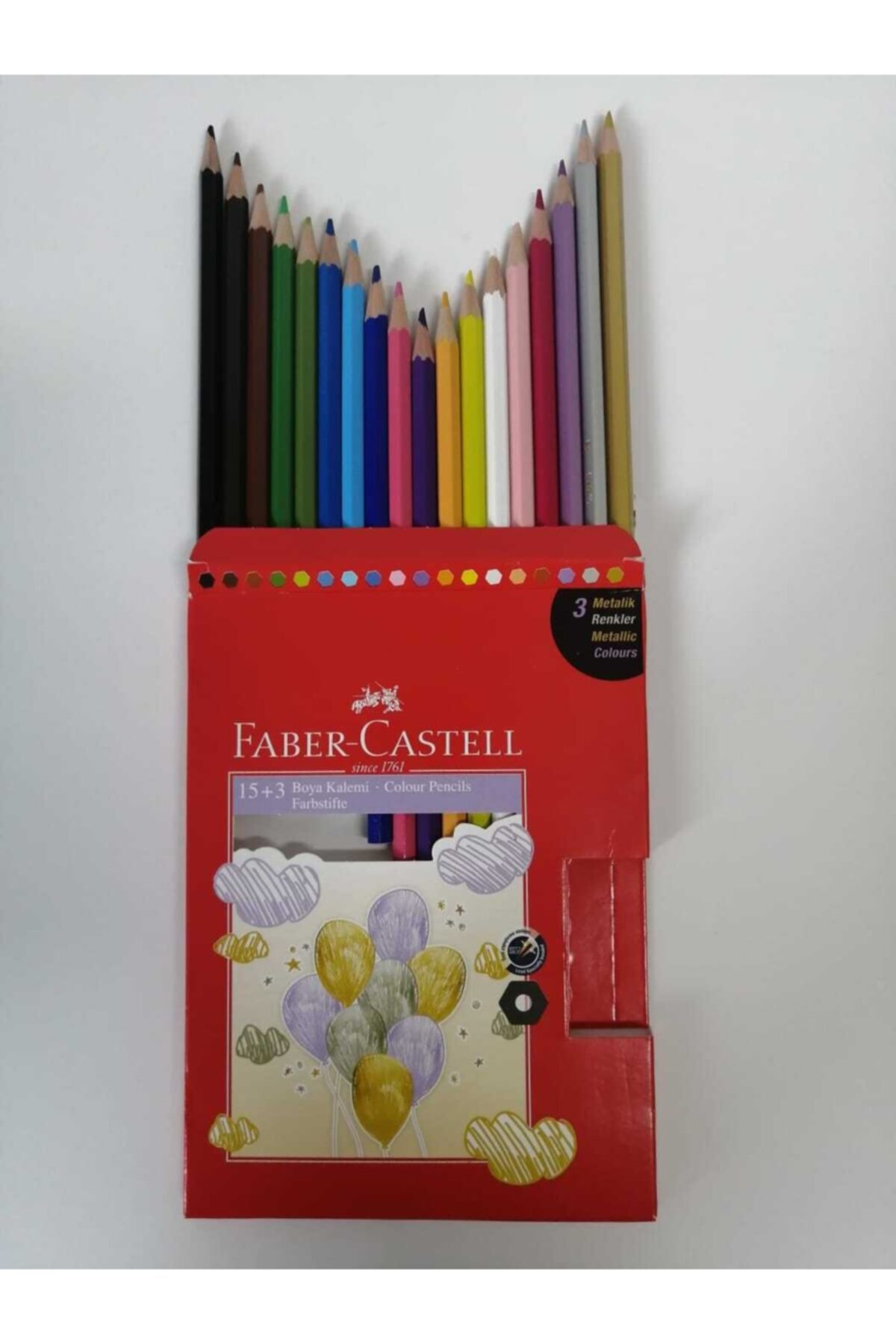 Faber Castel Faber-castell 15+3 Metalik Renk Kuru Boya Kalem Seti