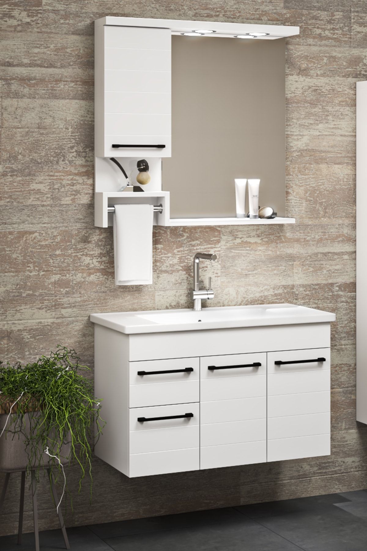 Alfa Banyo Okyanus 80 Cm Lüx Banyo Takımı Beyaz