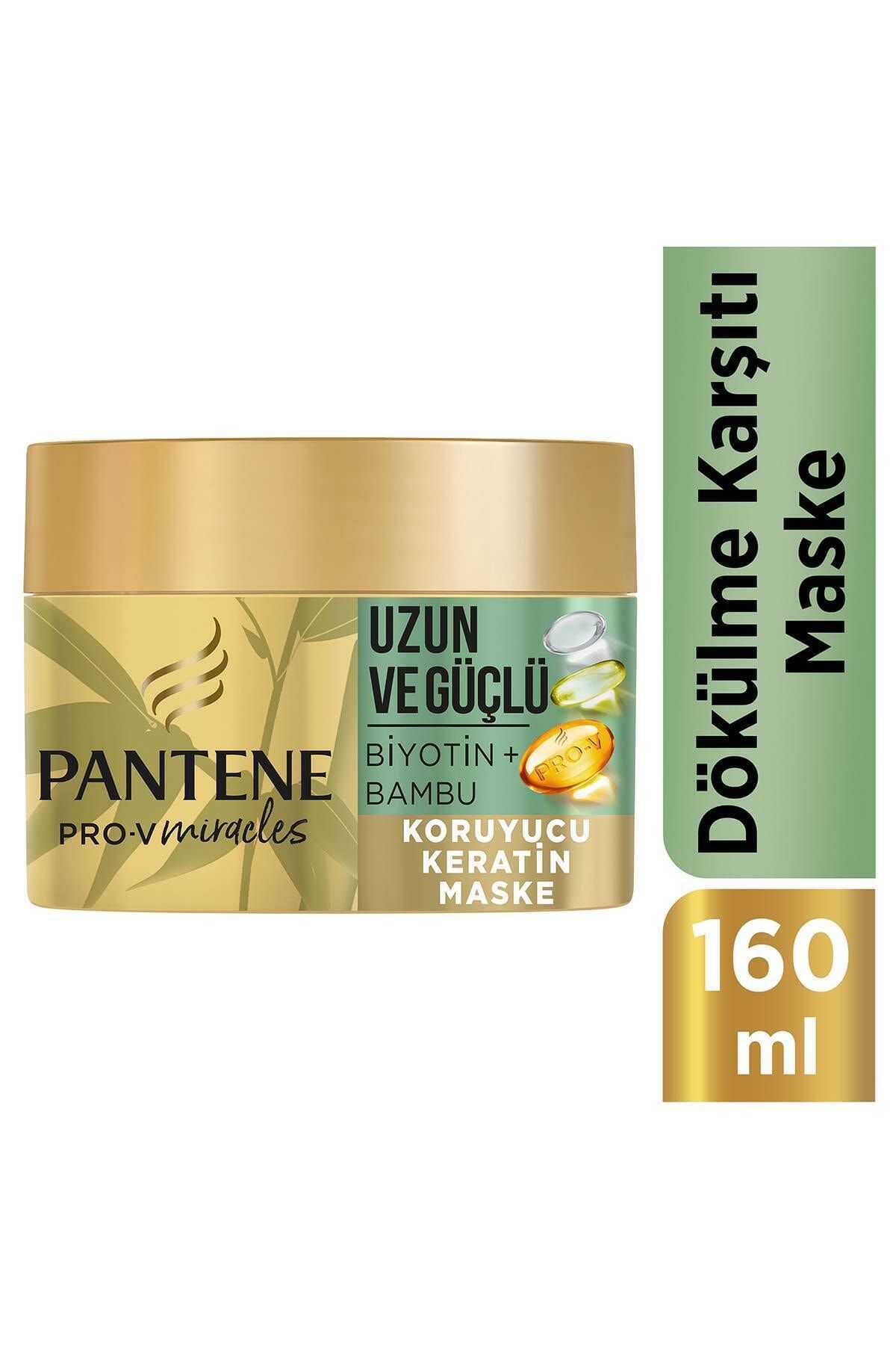 Pantene Uzun ve Güçlü Keratin Koruyucu Dökülme Karşıtı Maske, Bambu ve Biyotinli, 160ml