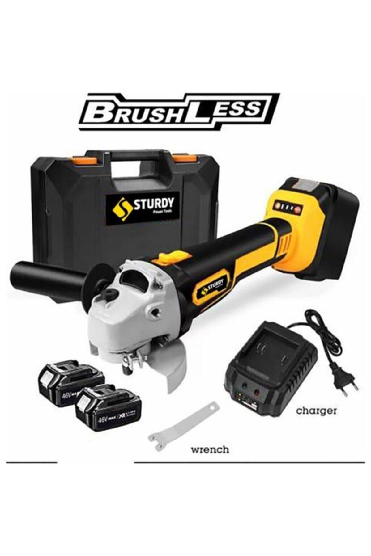 Sturdy Power Tools Sturdy Professionel Brushless Bakır Sargı Motor 42 Volt 5,0 Amper Çift Akülü Taşlama Makinası