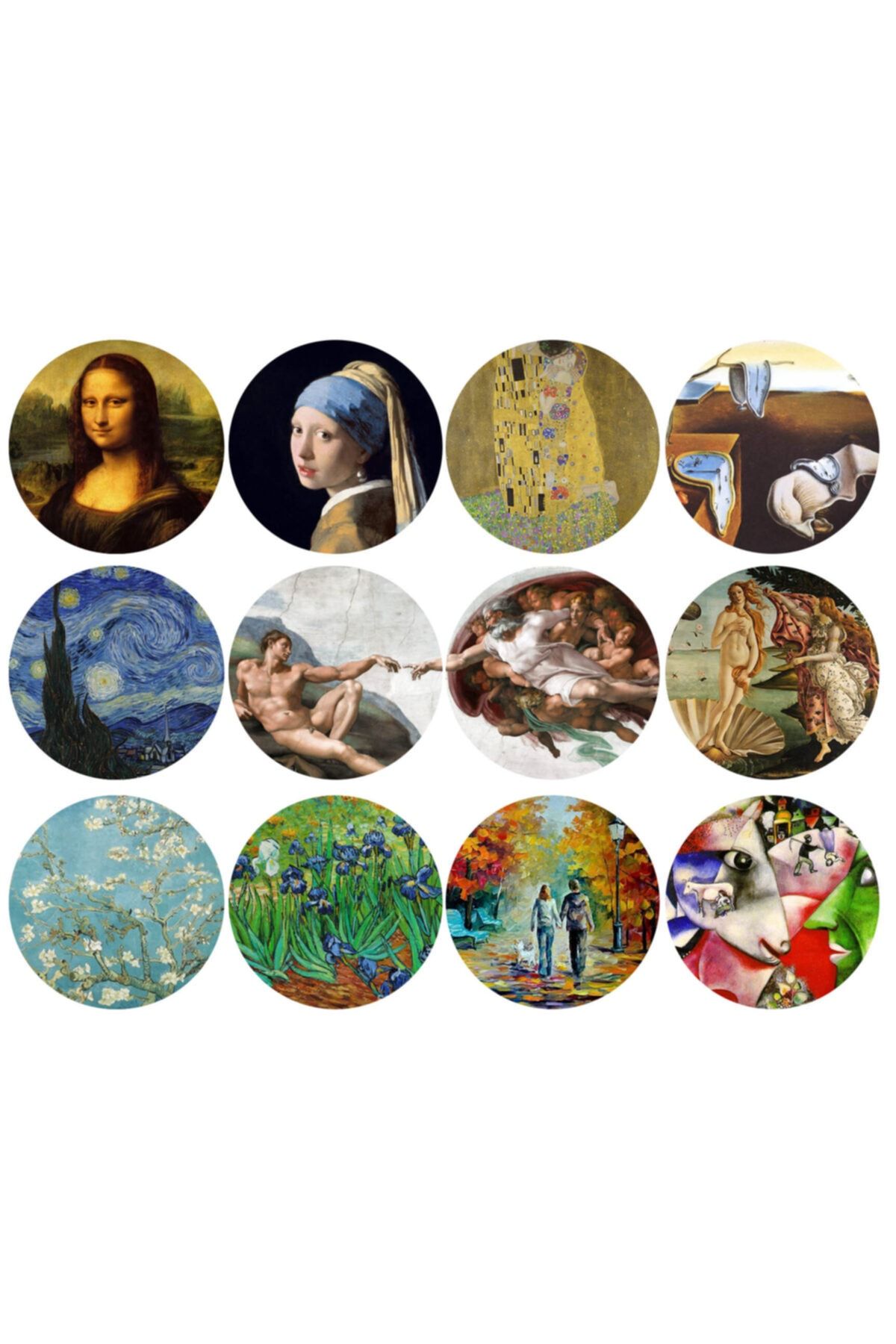 TELLGRAF Ünlü Ressam Tabloları Sticker(4x4 Cm)