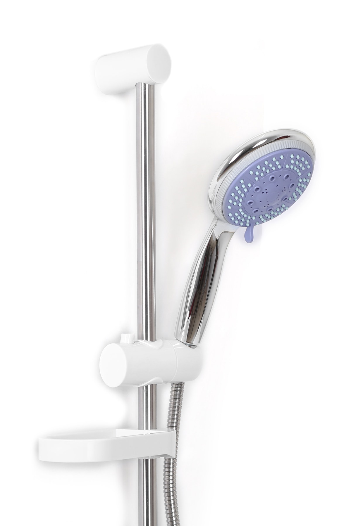 KUSTAR Beyaz Detaylı Sürgülü Banyo Duş Seti Elvis Duş Başlığı Set