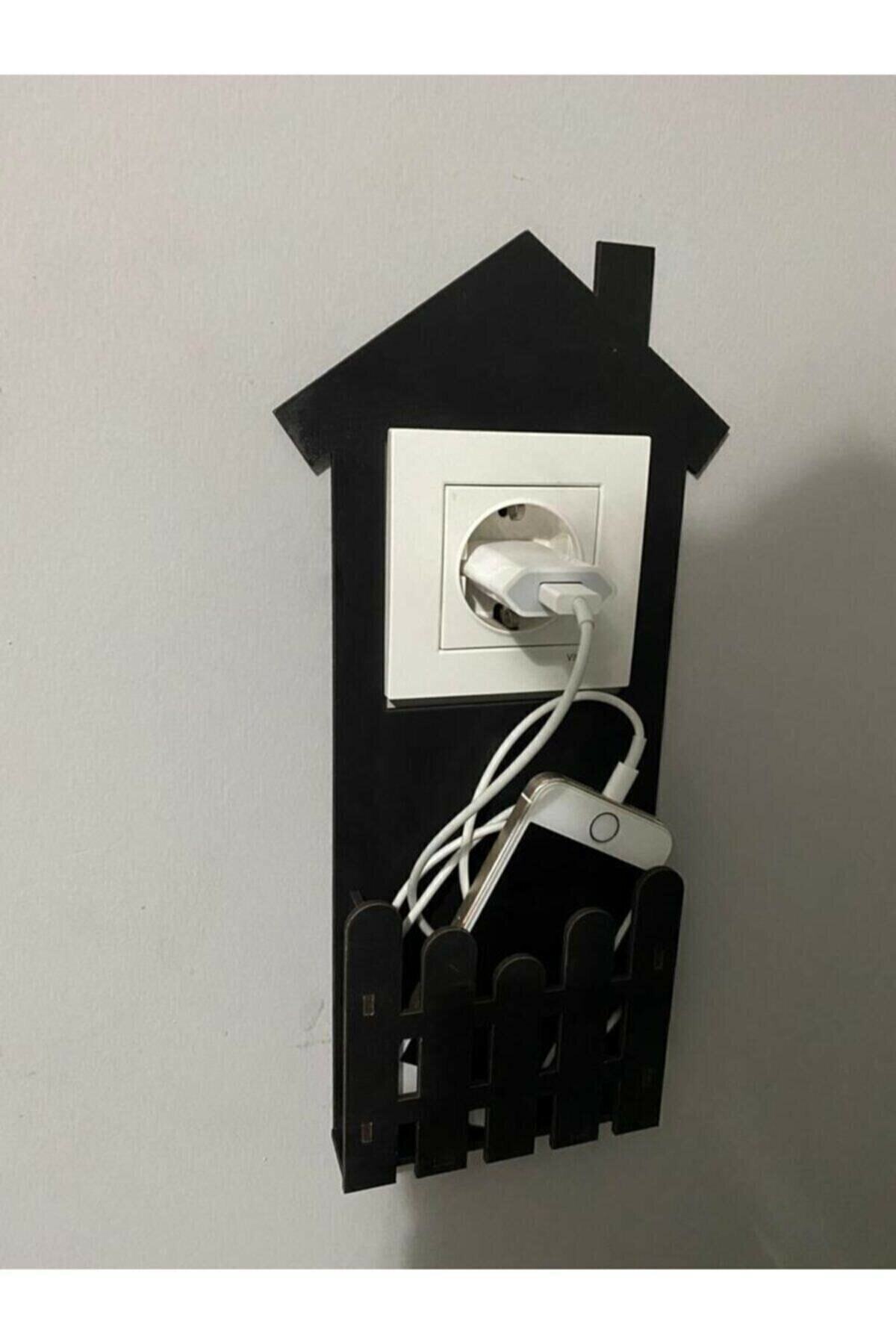DENİZ LAZER Dekoratif Duvar Dekorasyon Prizlik Telefon Tutacağı Ahşap 30*15 Cm
