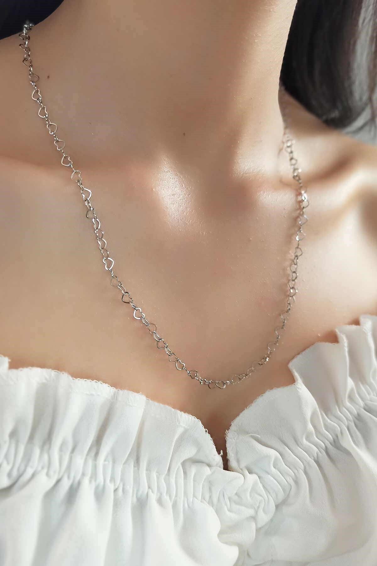 Çlk Accessories Çelik Kalp Figür Zincir Çelik Kolye Trkolye5668 B34503