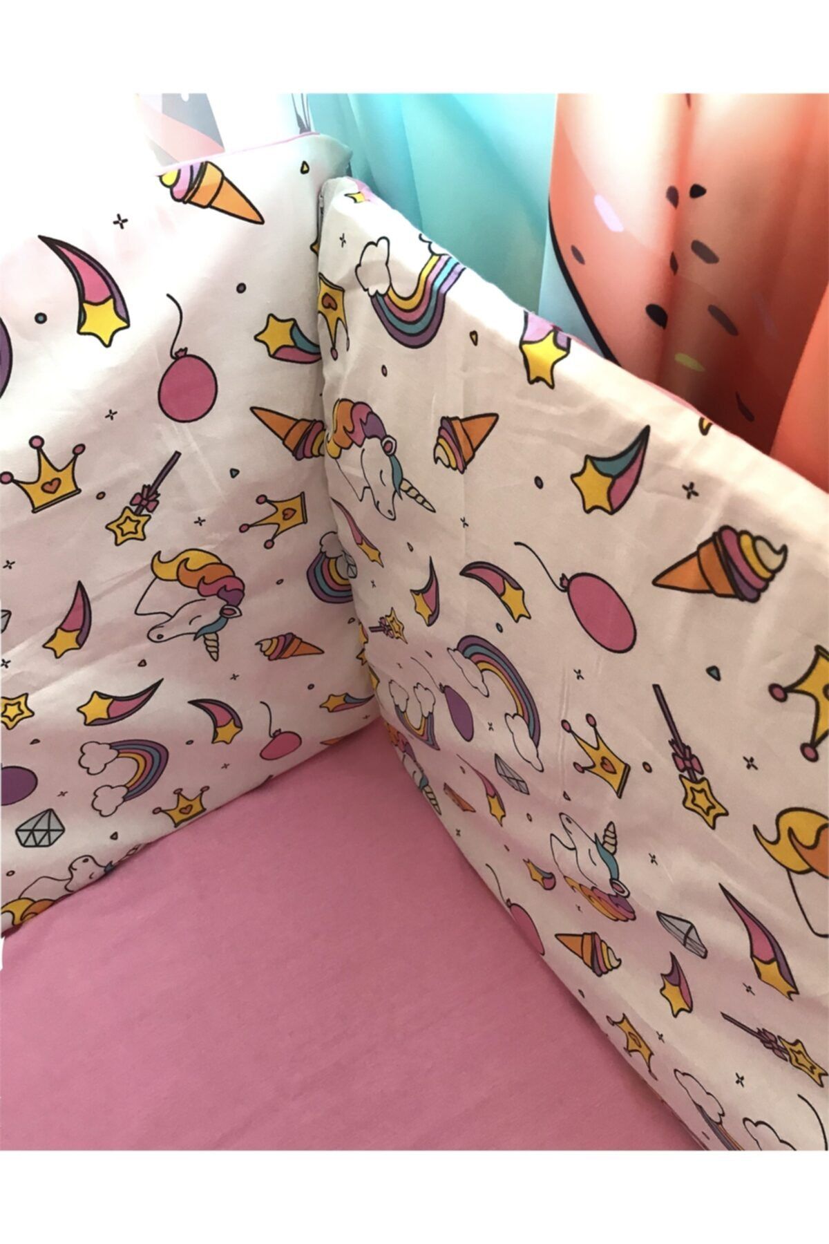 Bebek Özel Bebek Çocuk Beşik Kenar Koruma 50x90 Anne Yanı (4 Parça) Bariyer Unicorn