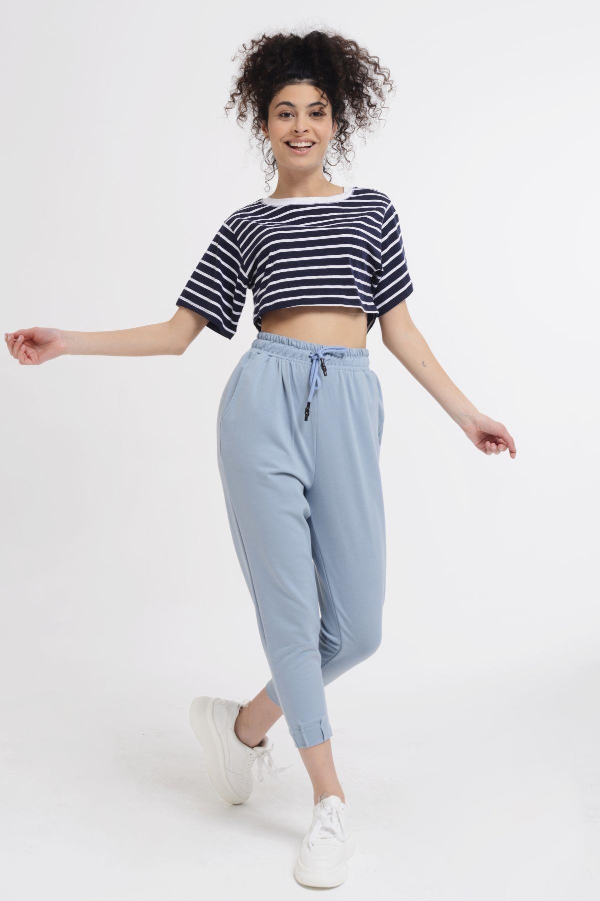 Nefise Paçası Pileli Penye Pantolon