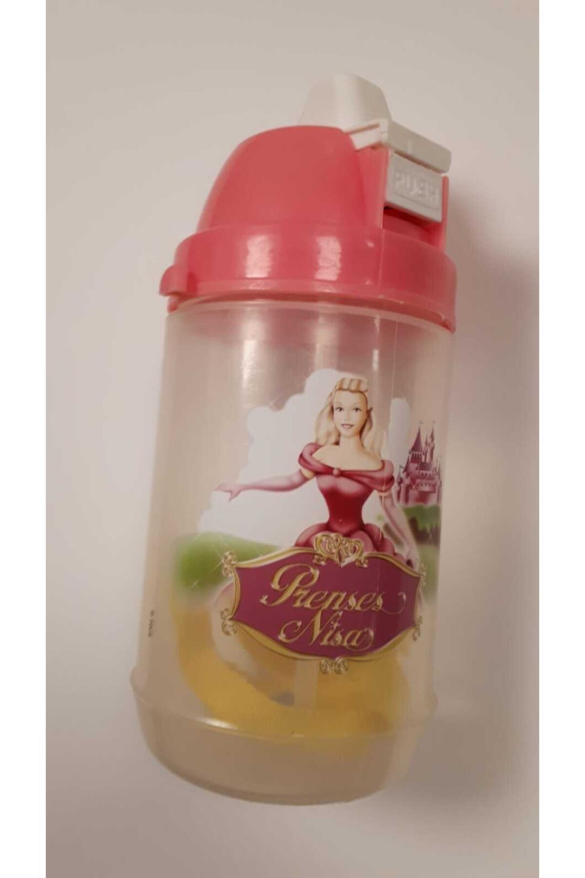 DEMİROK Şeffaf Gövde Pipetli Askı Ipli Plastik Matara Kız