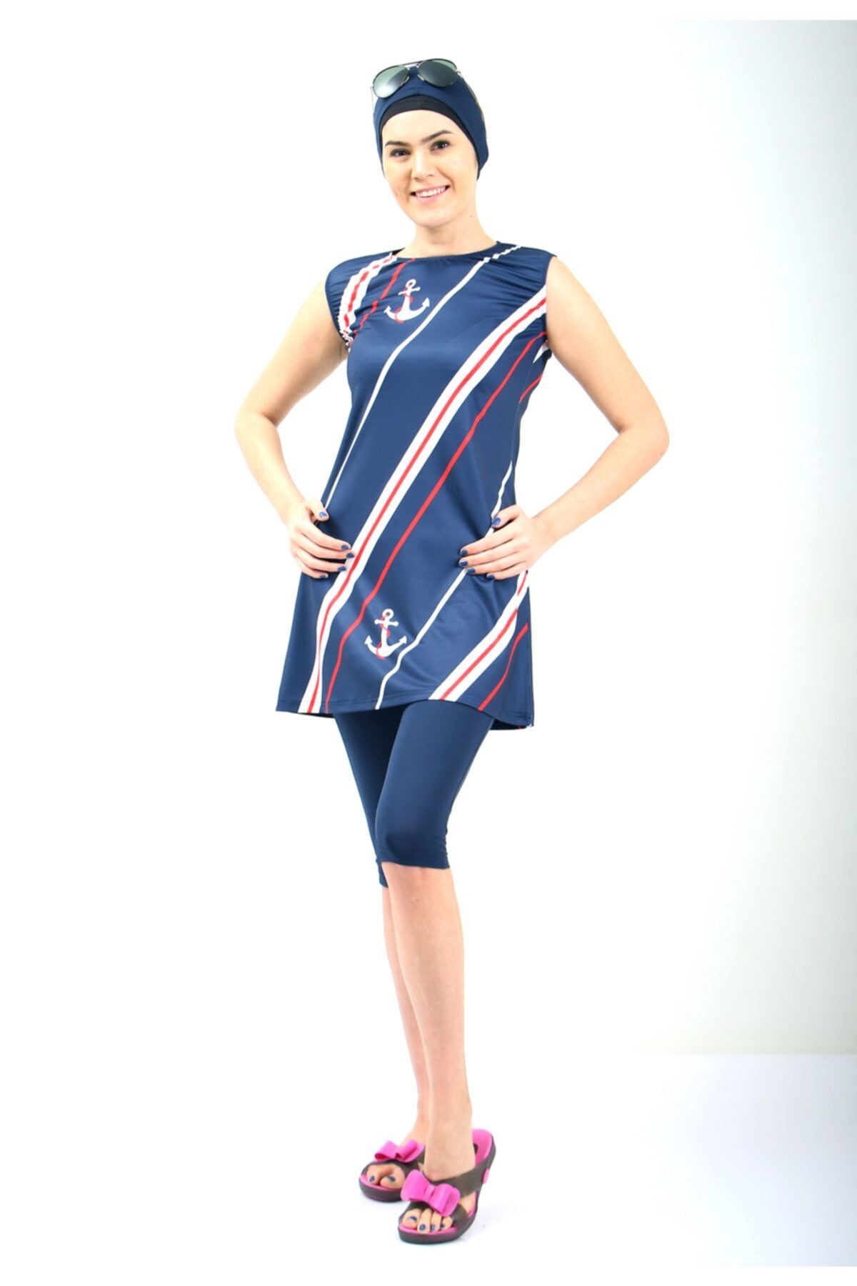AzraSwimwear Marine Sıfır Kol Tesettür Mayo